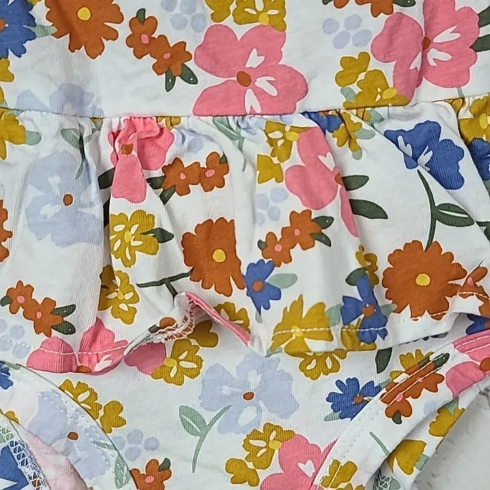Carter's Baby Girl 3M Floral Print Cotton One Piece Ruffle Outfit Long sleeve